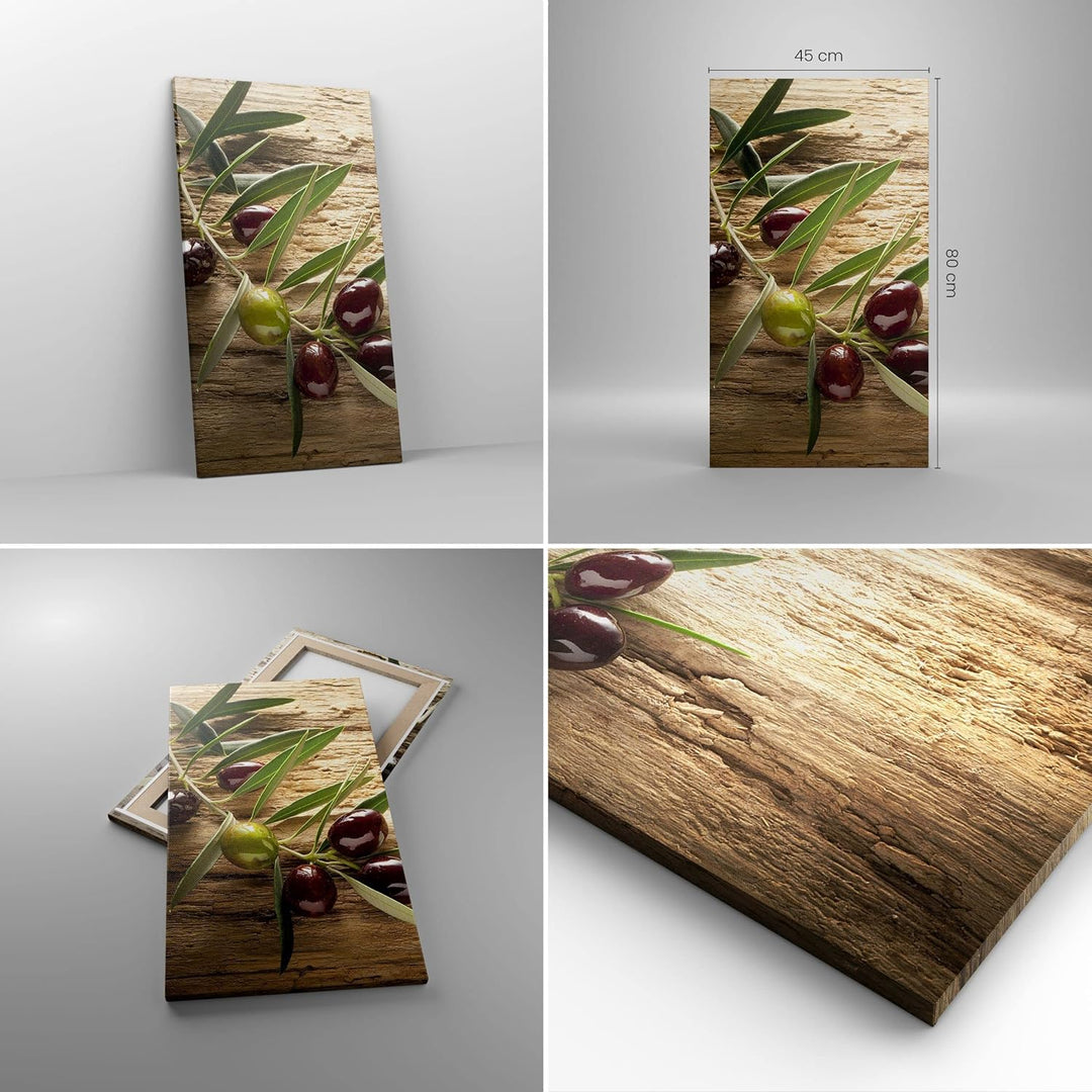 Bilder auf Leinwand Oliv italien aroma diät Leinwandbild mit Rahmen 45x80cm Wandbilder Dekoration Wo
