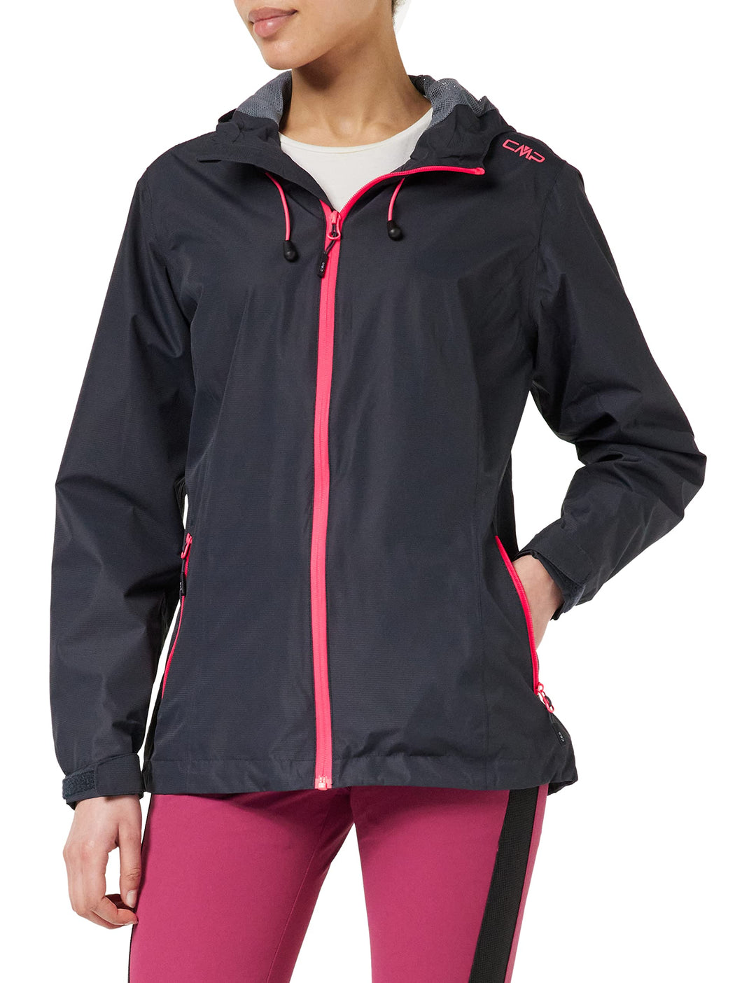 CMP Damen Regenjacke Woman Rain Jacket Fix Hood XXS Anthrazit-glanz, XXS Anthrazit-glanz