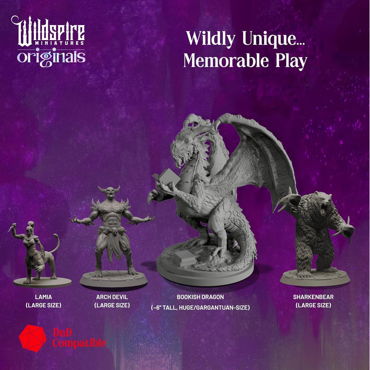 Wildspire Fantasy Miniatures & Bookish Dragon für DND - 28mm-32mm Bulk Dungeons & Dragons Monster Fi