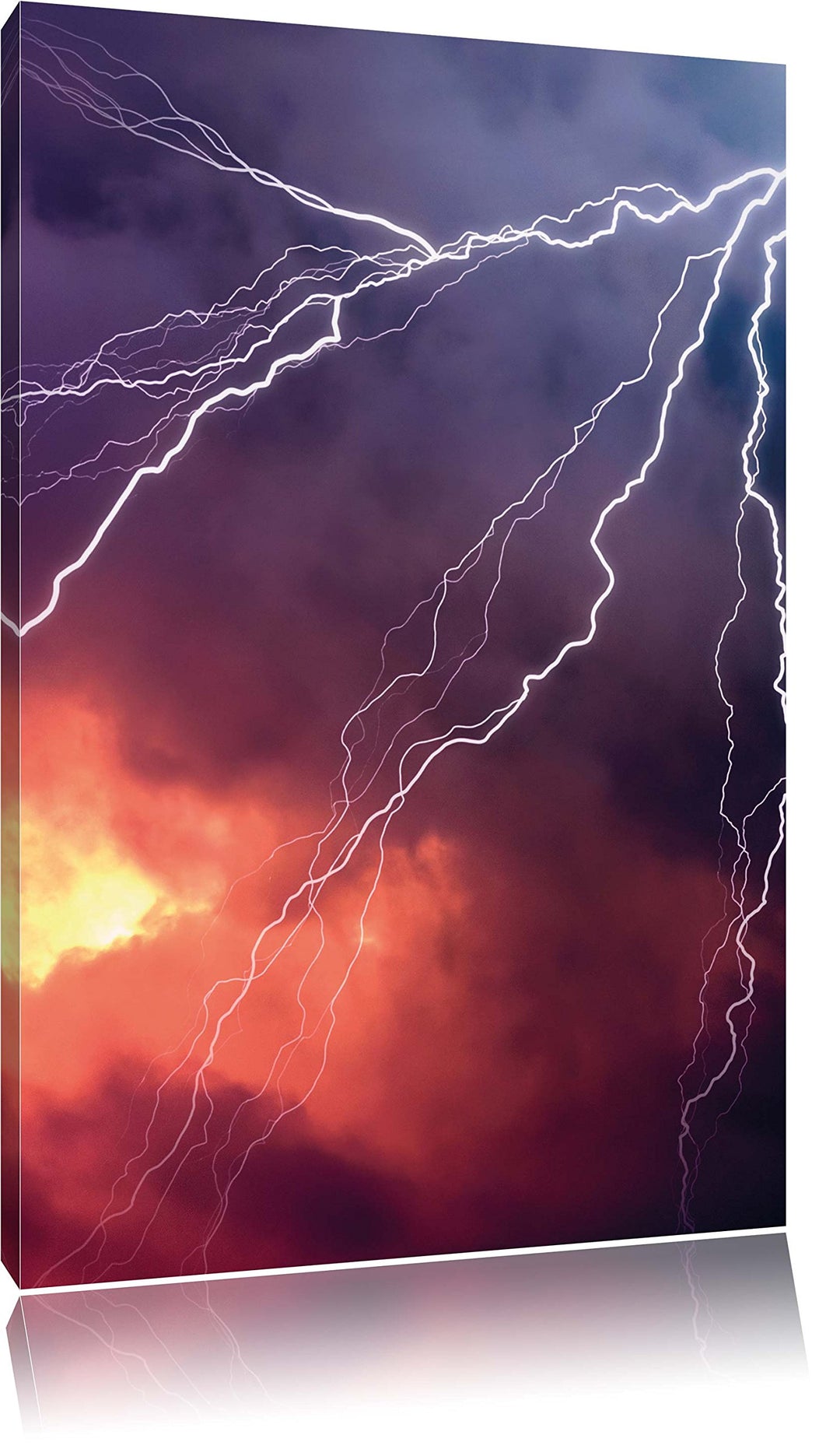 Blitze und Gewitter, Format: 100x70 auf Leinwand, XXL riesige Bilder fertig gerahmt mit Keilrahmen,