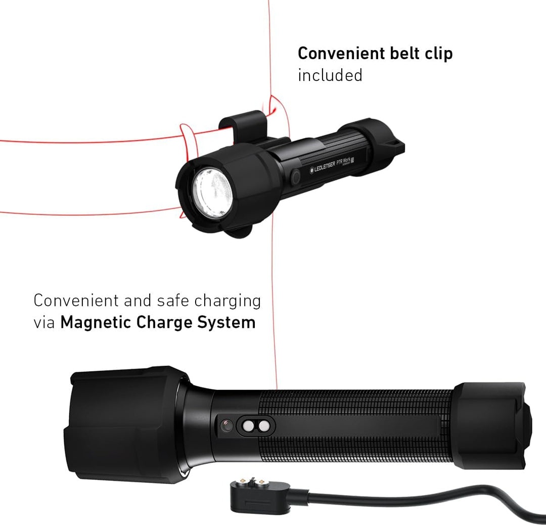 Ledlenser P7R Work Robust Taschenlampe LED, aufladbar 21700 Lithium Akku, wasserdicht IP68, 900 Lume