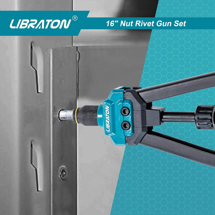 Libraton Nietmutternzange, 16" Nietzange Set, Doppelgriff Nietmutter Zange Werkzeug inkl. 70 Nietmut