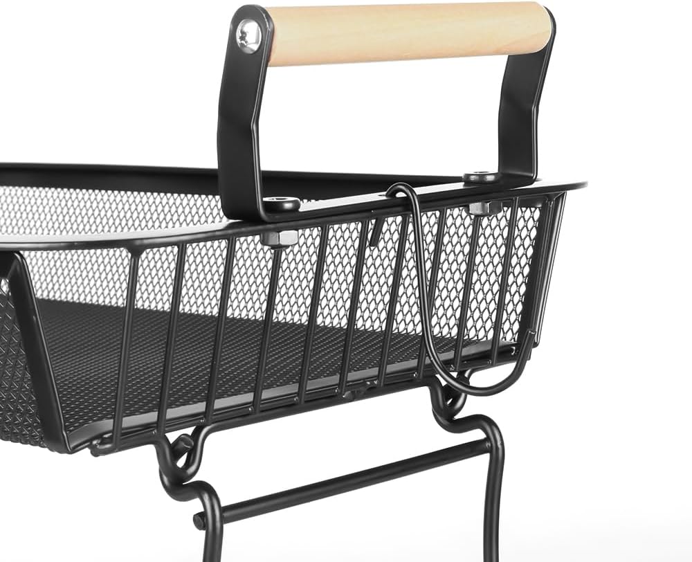 Aufbewahrungskorb aus Metalldraht, Obstständer für Brot, Snacks, Obstkorb mit 2 Bananenbügeln, Obst-