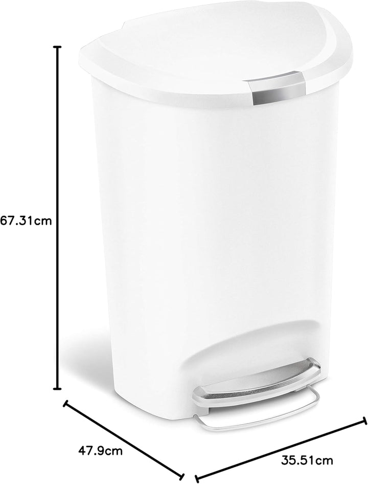 simplehuman CW1356 Mülleimer Halbmond Treteimer Küchenmülleimer Kunststoff weiss 50 Liter 50 L — Pou