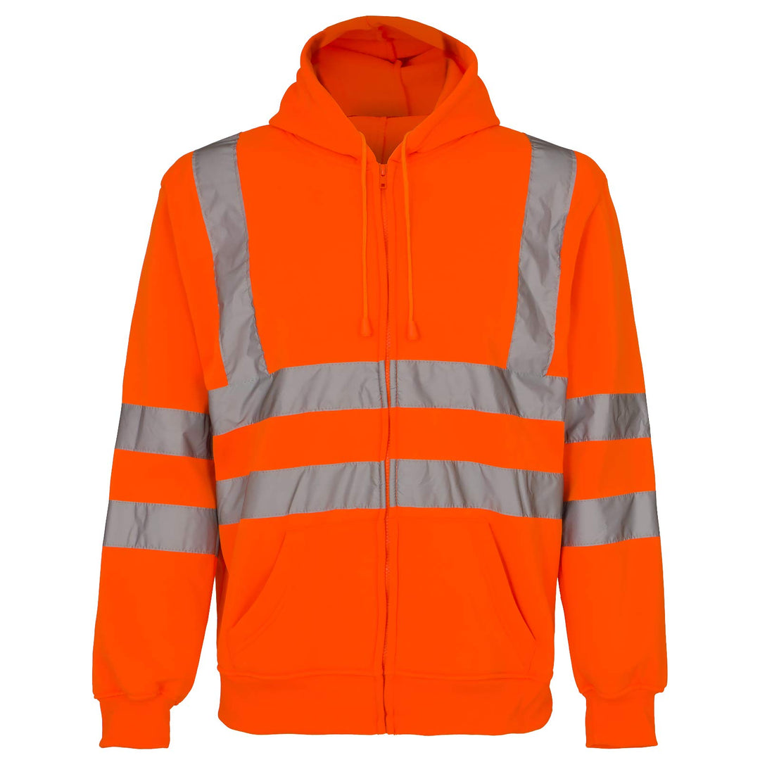 URG Pullover Warnschutzpullover Pulli Warnschutz Sweatshirt Orange Kaputze (Merk-P) M Orange, M Oran