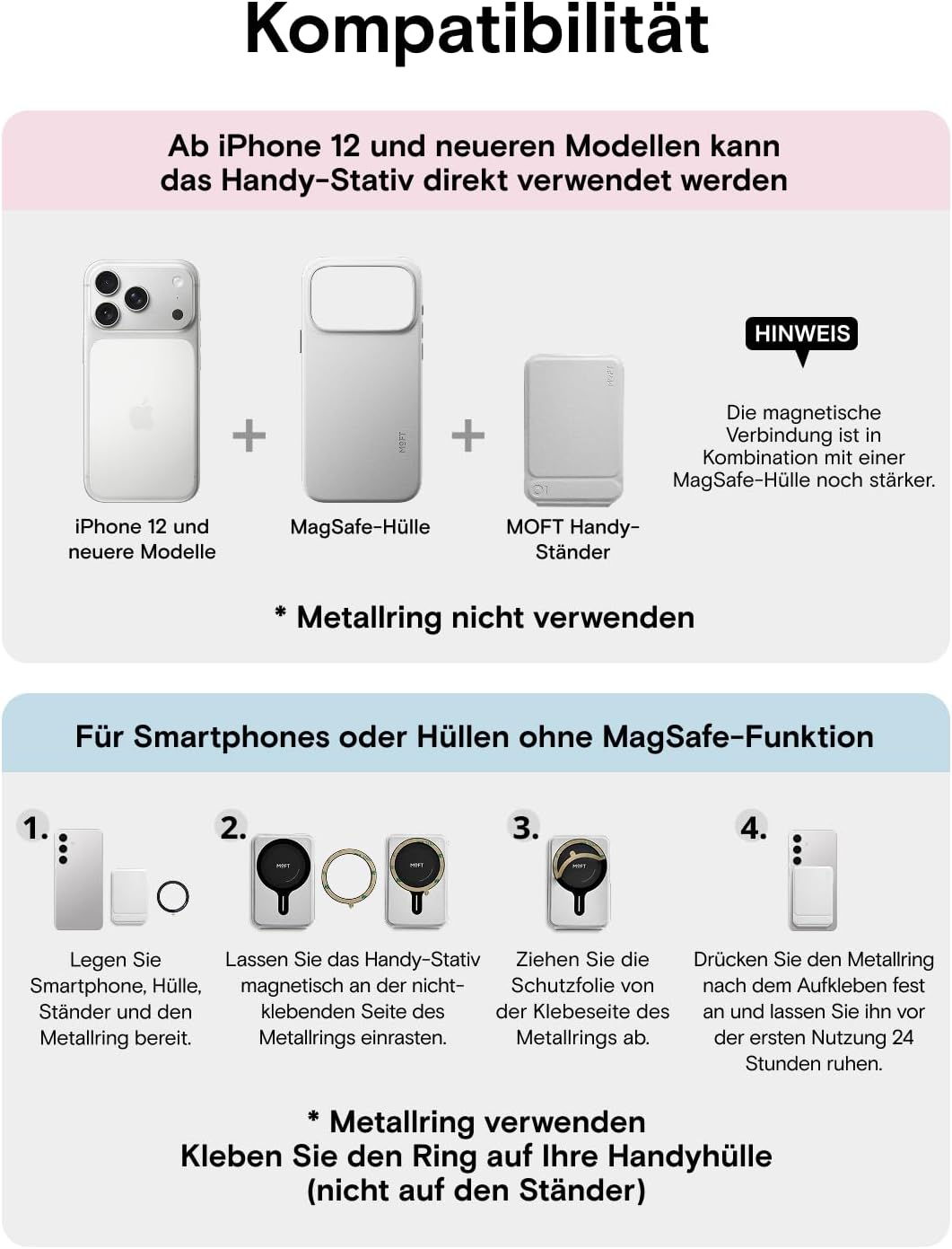 MOFT Handy Stativ für Smartphone, [Ultra Dünn & Tragbar] Faltebar MOVAS Veganes Leder Stativ für Mag