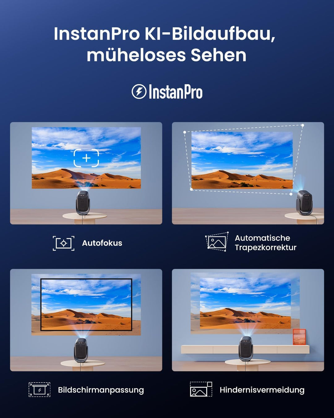 Dangbei N2 mini Smart Beamer mit Ständer, Offizielles Netflix Heimprojektor 1080P Full HD, Autofokus