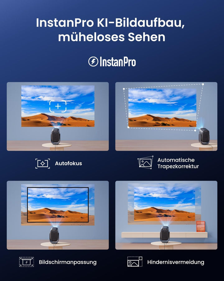 Dangbei N2 mini Smart Beamer mit Ständer, Offizielles Netflix Heimprojektor 1080P Full HD, Autofokus