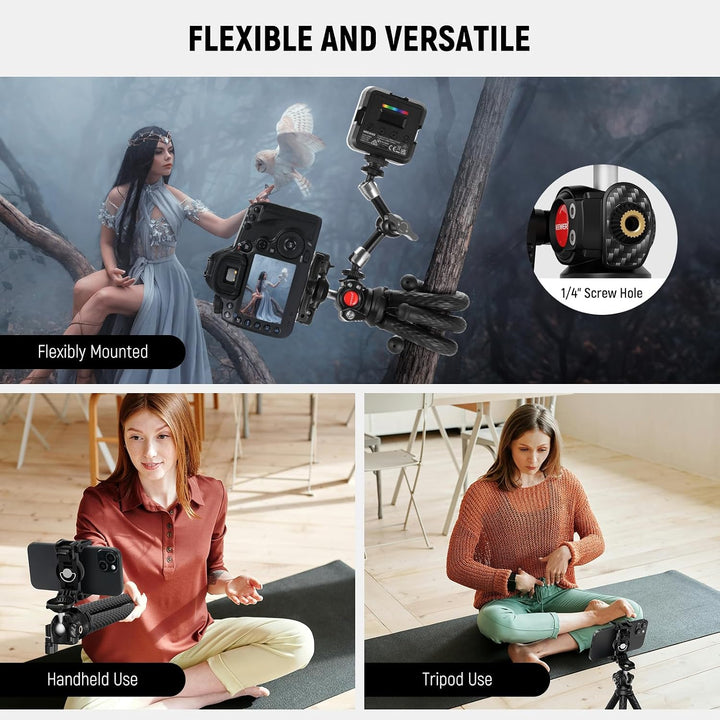 NEEWER Stativ Flexibel Fernbedienung Mini Kamera Handystativ mit Handy Halterung, Action Kamera Adap