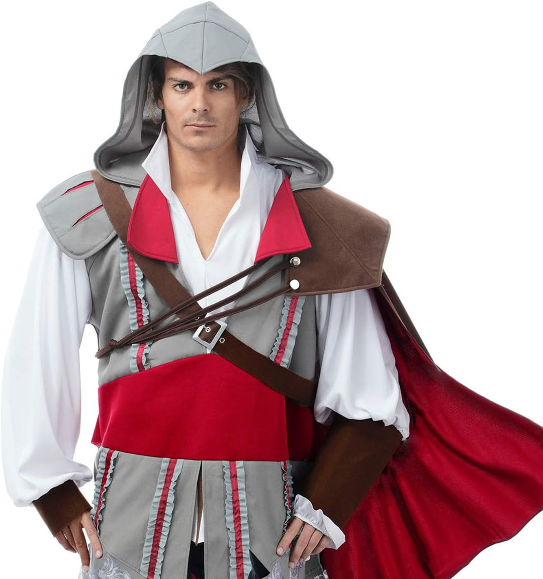 Herren Kostüm Assassins Creed Ezio Deluxe Gr. M-XL weiss rot Fasching Karneval (XL), XL