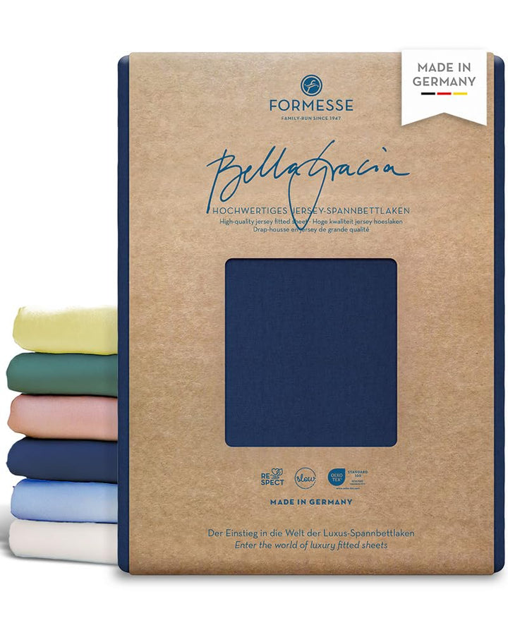 Formesse Bella Gracia Jersey-Spannbetttuch, marine, 180 x 200 cm - 200 x 220 cm 180x200-200x220 cm 0