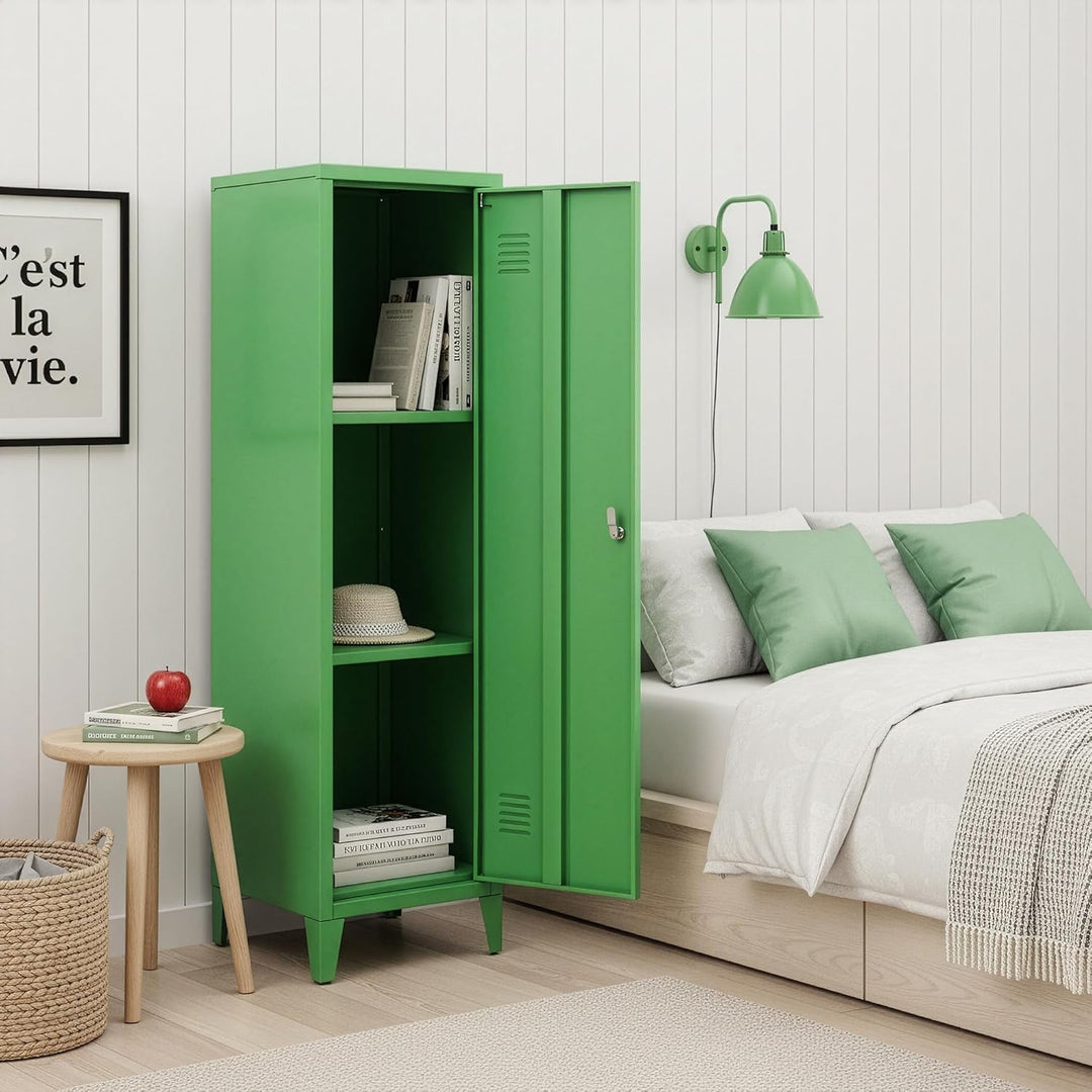 [en.casa] Einzelspind Kurikka Metallspind mit 2 Ablagen 137 x 38 x 38 cm abschliessbar Schliessfachs