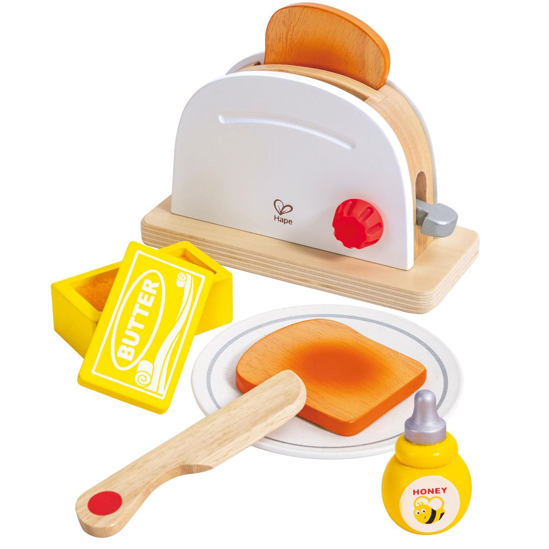 Hape Pop-up-Toaster-Set| Küchen-Fantasiespiel mit Frühstückszubehör für Kinder von Hape, Weiss Singl