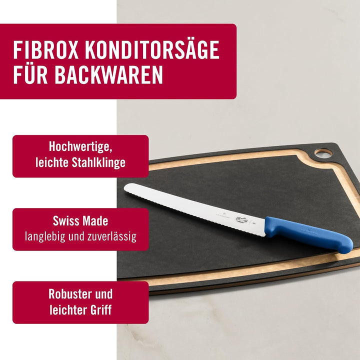Victorinox Fibrox Konditorsäge mit Wellenschliff, Langes Küchenmesser für Kuchen und Backwaren, 26 c