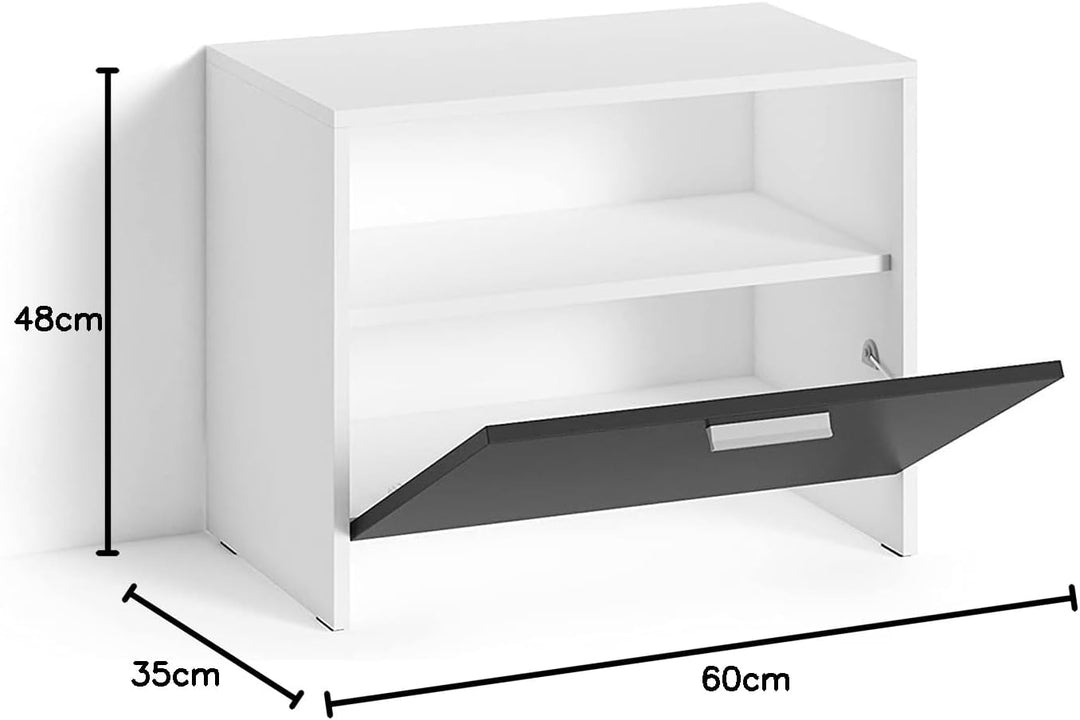 byLIVING Sitzbank Ben/Schuhschrank in matt weiss/Front schwarz/kleine Flur-Kommode mit Klappe und Ei