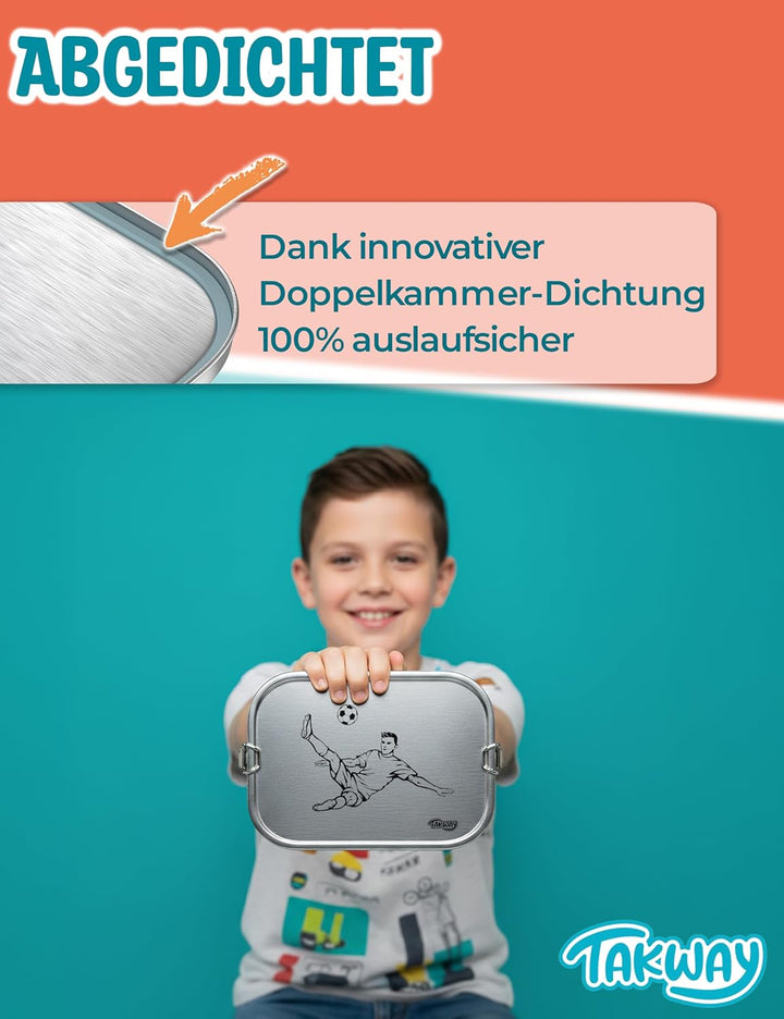 TAKWAY Edelstahl Brotdose Kinder mit Fächern 800ml | Auslaufsicher | Bento Box mit Unterteilung vari