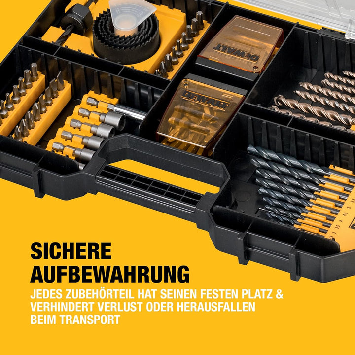 DeWalt Universalset/ MaxiSet (100-tlg., mit HSS-Metallbohrern, Betonbohrern, Lochsägen, Bits 25 mm,
