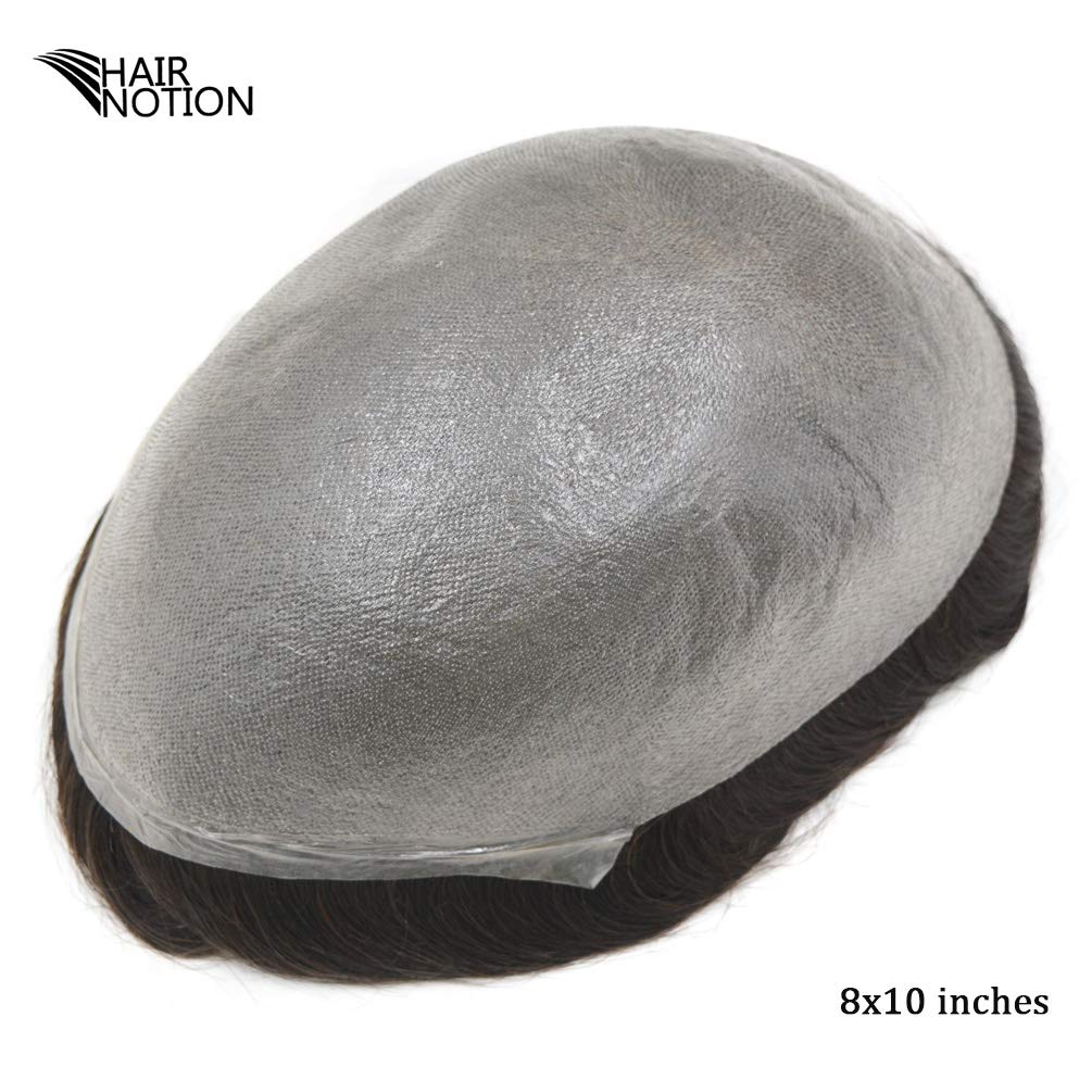 Hairnotion Perücken Echthaar Männer Alle V-Loop super dünne Haut Echthaar Mann 8x10 Zoll toupet für