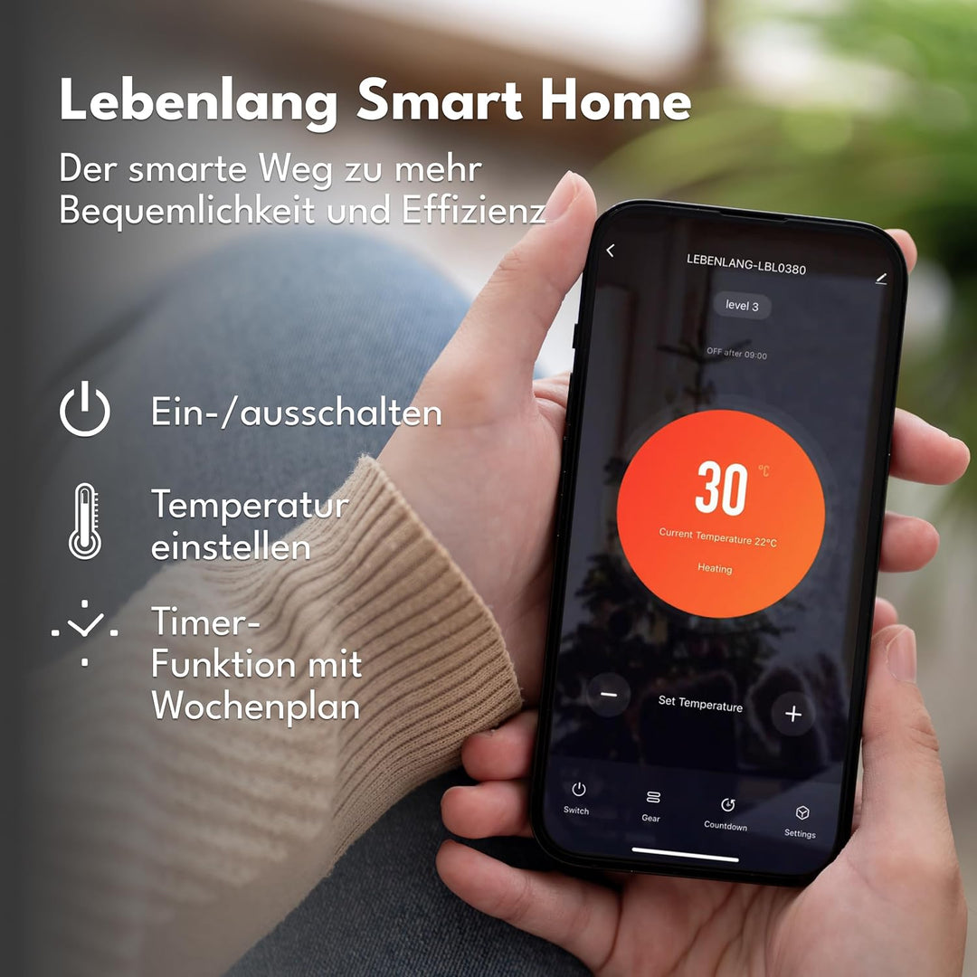 LEBENLANG Heizkörper Elektroheizung Energiesparend - Inkl. WiFi &amp; APP, Fernbedienung I Stand &amp; Wandm