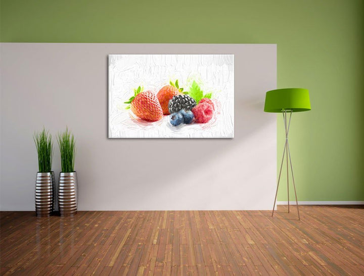 Pixxprint Frisches Obst als Leinwandbild/Grösse: 100x70 cm/Wandbild/Kunstdruck/fertig bespannt, 100x