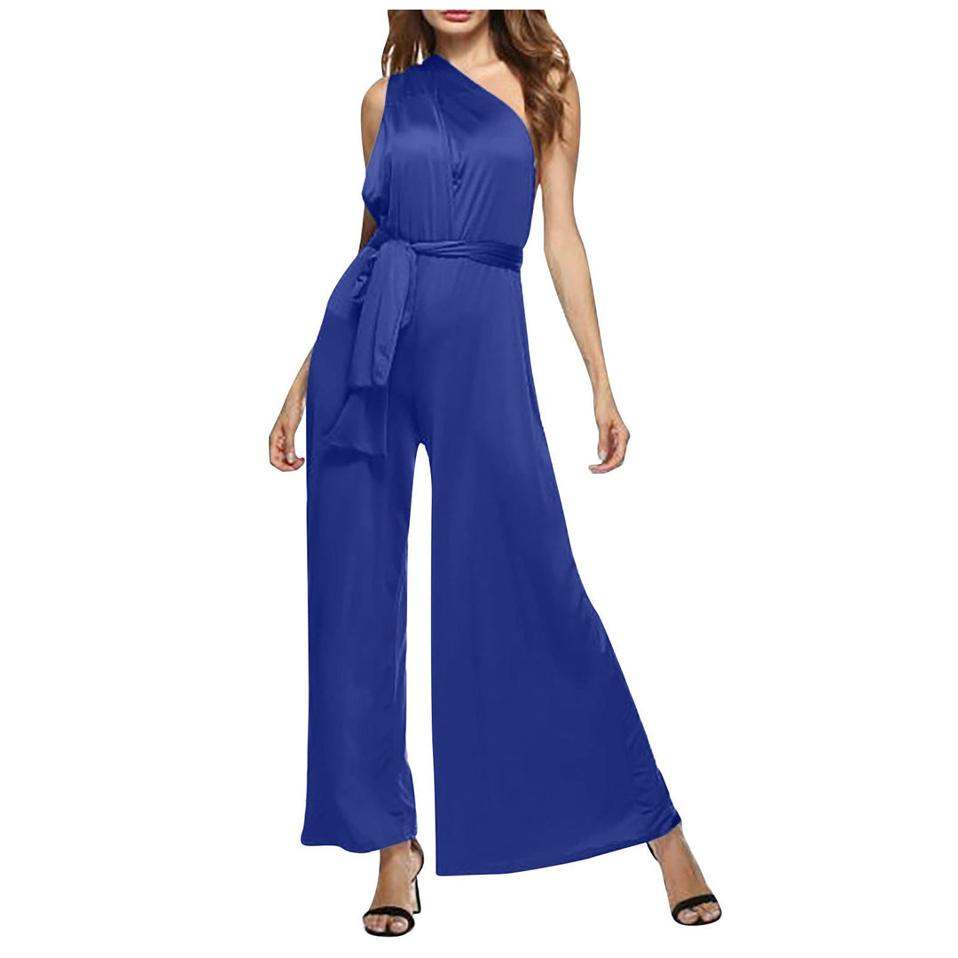 Ansenesna Jumpsuit Damen Sommer Lang Elegant Weites Bein Overall Frauen Rückenfrei V Ausschnitt Einf