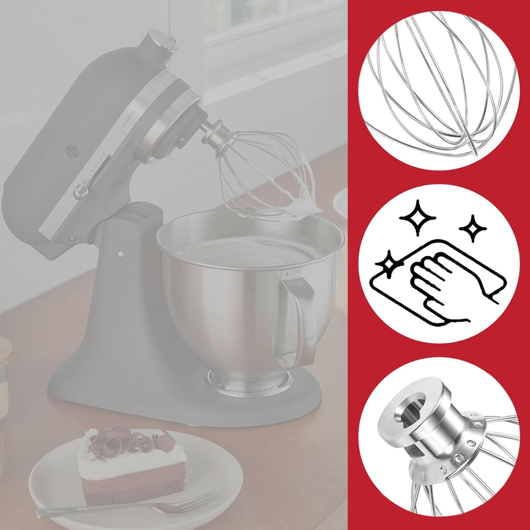 SPARES2GO Schneebesen Typ K45WW 6 Draht für KitchenAid 4,3L 4,7L 4,8L Neigungskopf Standmixer K45 K4