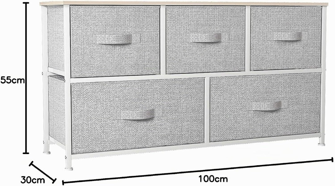 YITAHOME kommode mit Schubladen, Schrank mit 5 Schubladen aus Stoff, Aufbewahrungskommode Modernen S