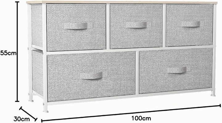 YITAHOME kommode mit Schubladen, Schrank mit 5 Schubladen aus Stoff, Aufbewahrungskommode Modernen S