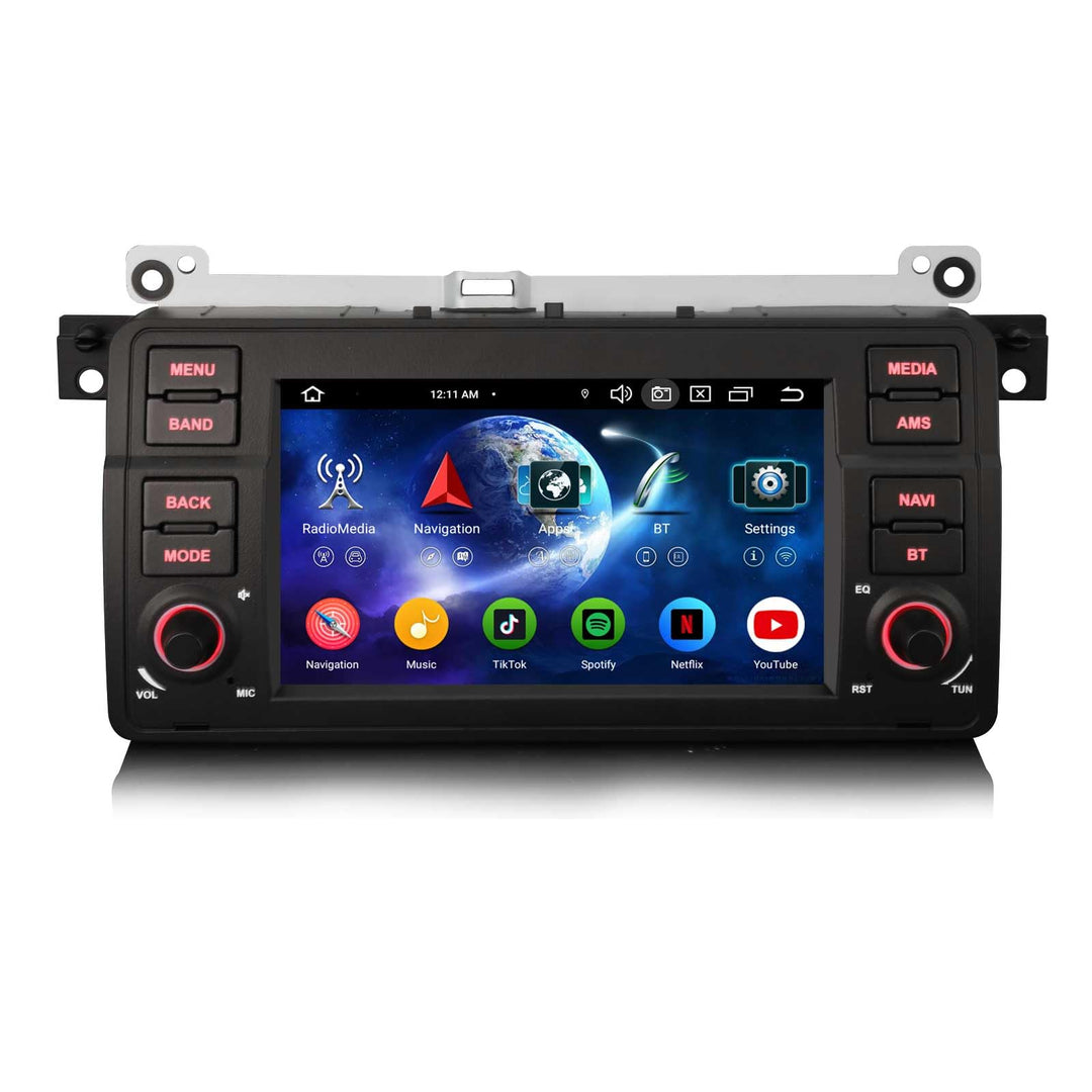 Erisin Android 14 4GB+64GB 8-Kern Autoradio Bluetooth GPS Navigation für BMW 3er M3 E46 318 320 Rove
