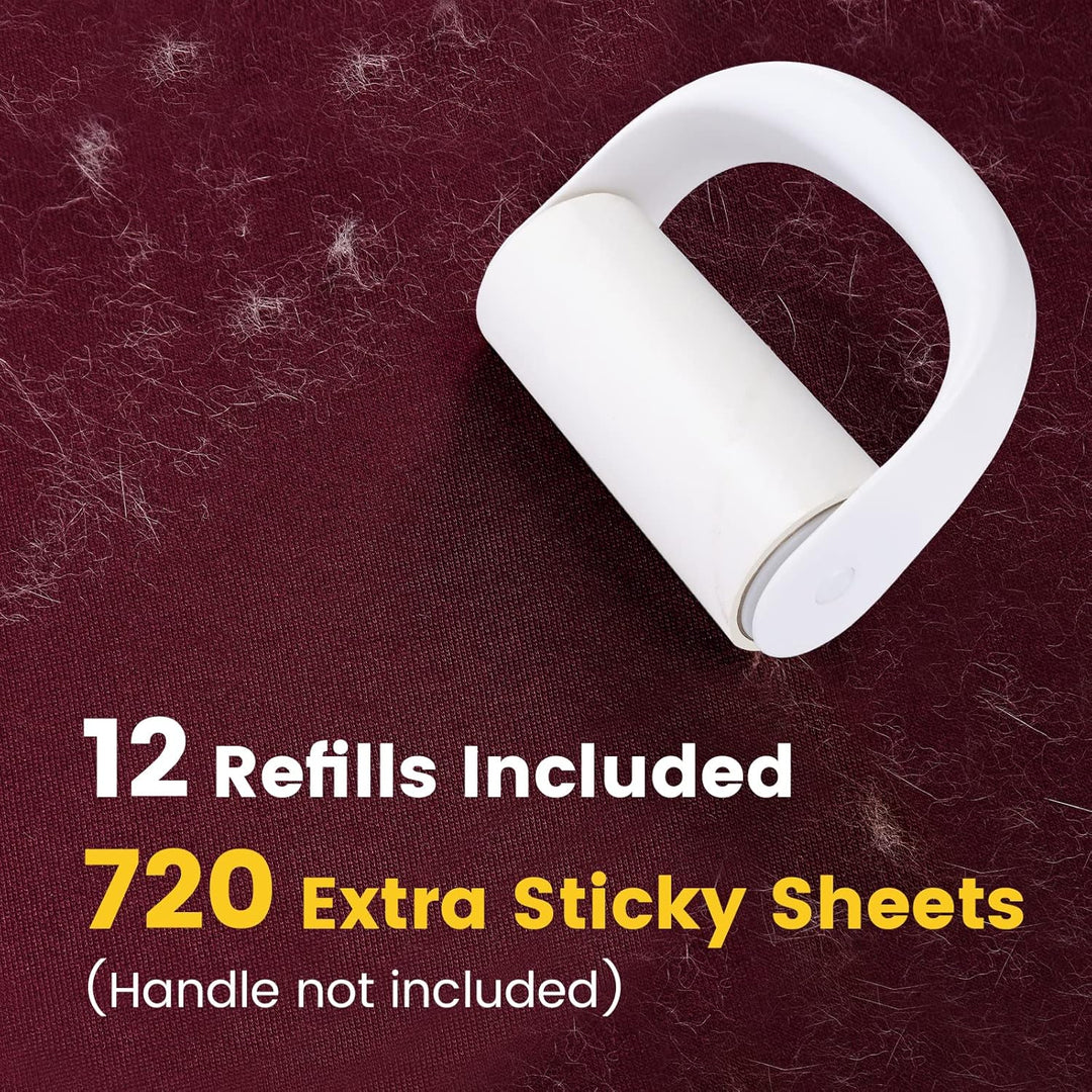 Fusselrolle Ersatzrolle 10cm Universal, 12 Nachfüllwalzen, 720 Stück Lint Roller Refill, zum Entfern