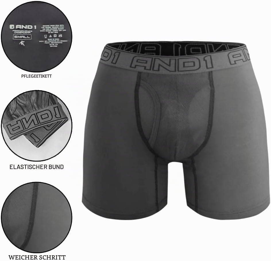 AND1 Sport Boxershorts 5er Pack Unterwäsche Herren Unterhosen Männer Retroshorts Boxer Brief Sportun