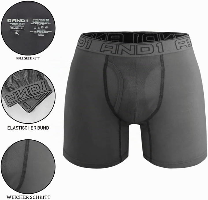 AND1 Sport Boxershorts 5er Pack Unterwäsche Herren Unterhosen Männer Retroshorts Boxer Brief Sportun
