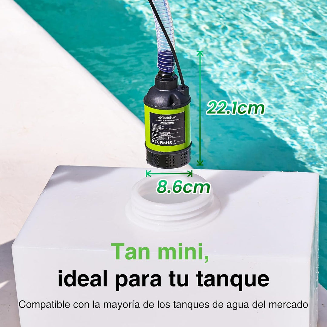 Kabellose Tauchwasserpumpe Brushless, 4164 L/h Kleine Tragbare Vielzweckpumpe 4000mAh-Akku &amp; Schlauc