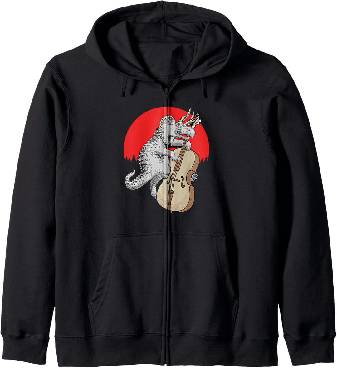 Bassasaurus! Funny Triceratops Dinosaur Stand Up Double Bass Kapuzenjacke