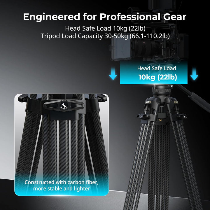 SMALLRIG 214cm FreeSpeed Carbonfaser-Gegengewicht Video-Stativ, Schwerlast-Kamera-Stativ mit 6-Stufe