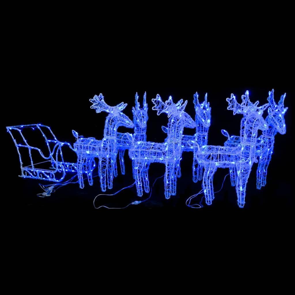 vidaXL Weihnachtsdekoration Rentiere mit Schlitten Beleuchtet Dekofigur Weihnachtsdeko Figur Weihnac