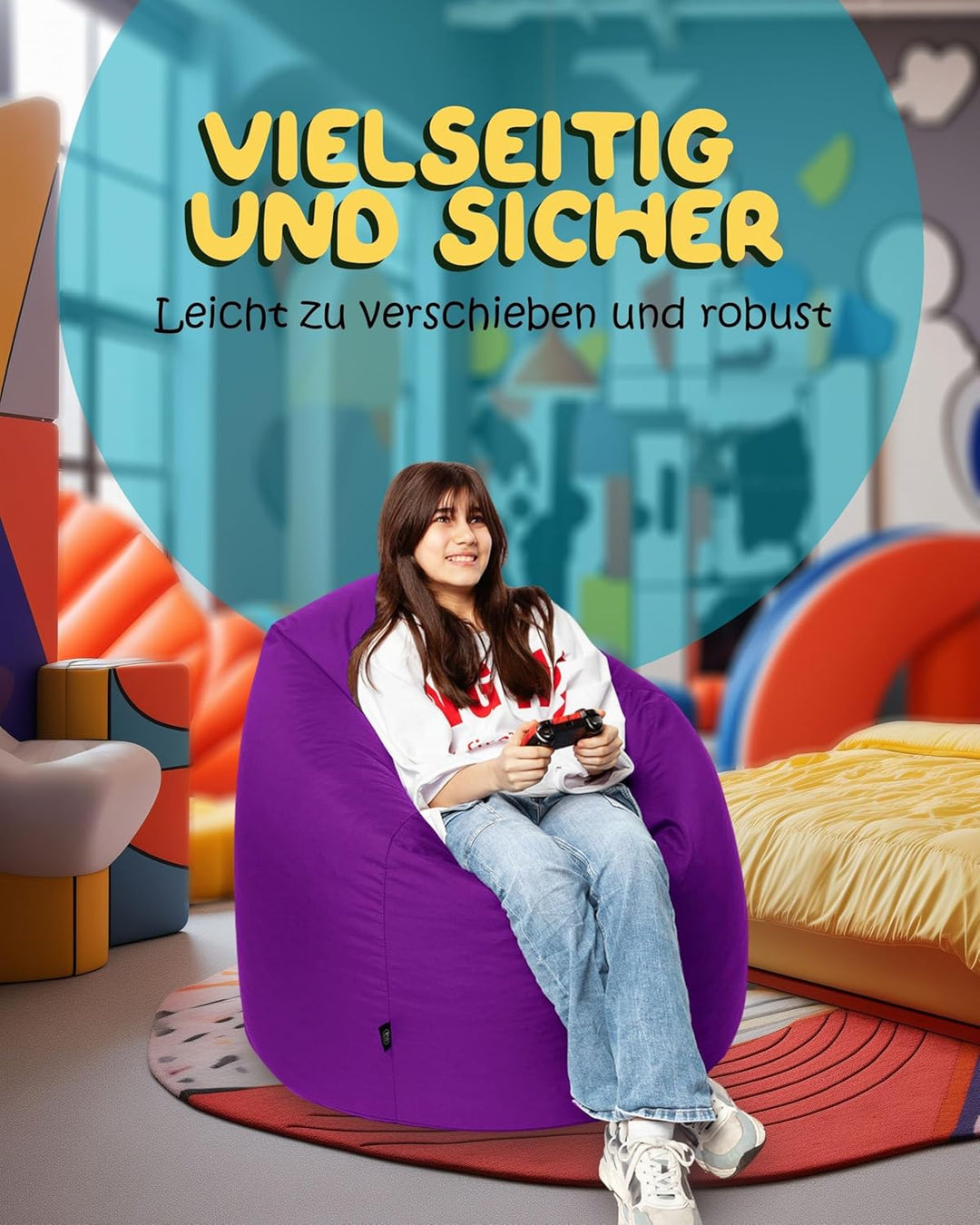 PATCH HOME Patchhome Sitzsack Tropfenform mit Reissverschluss Nachfüllbar - für In &amp; Outdoor - mit S