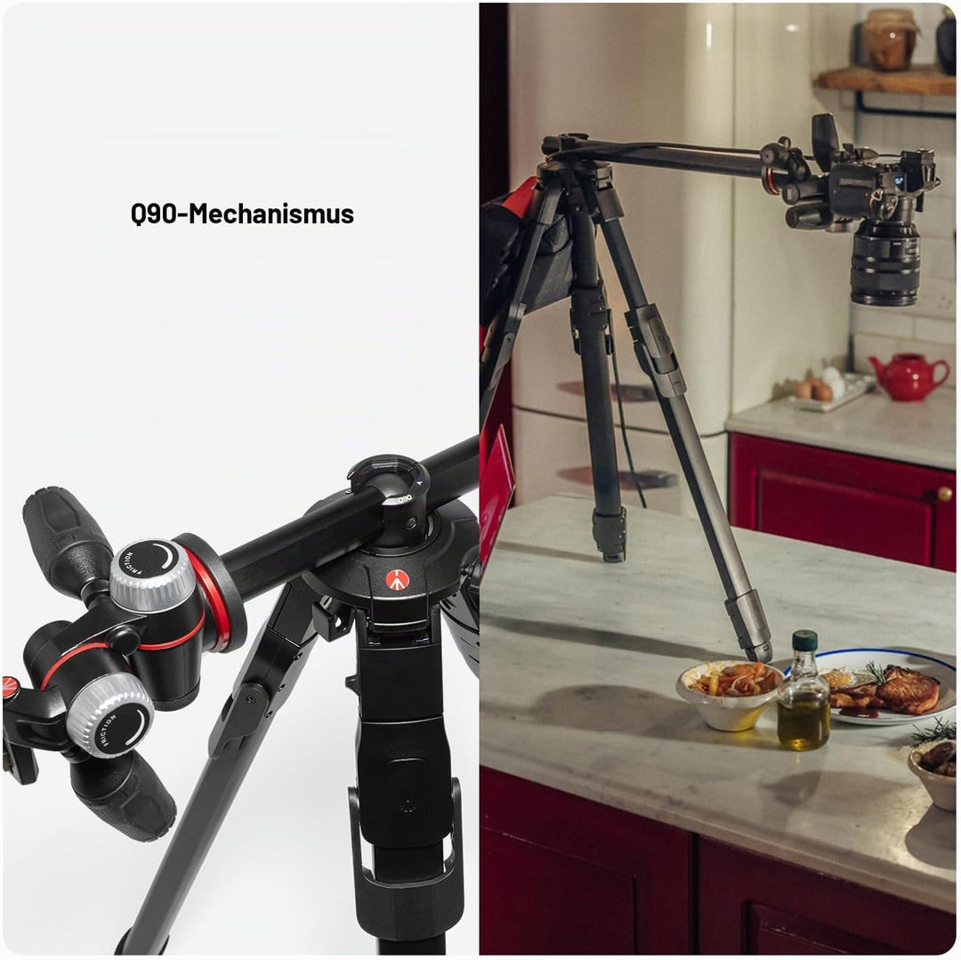 Manfrotto ONE Photo, Aluminium‑Stativ‑Kit mit XPRO 3‑Wege‑Kopf, 12 kg Tragkraft, 90° Horizontalsäule