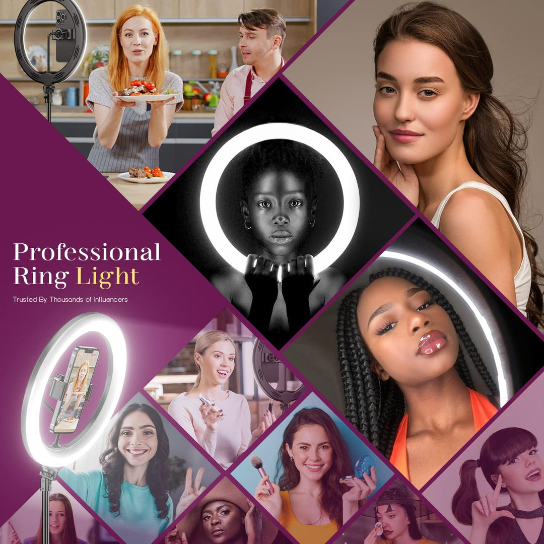 UPhitnis 12 Zoll Ringlicht mit Stativ Handy, Ringlicht mit 63 Zoll Stativ Selfie Ringleuchte mit 3 F
