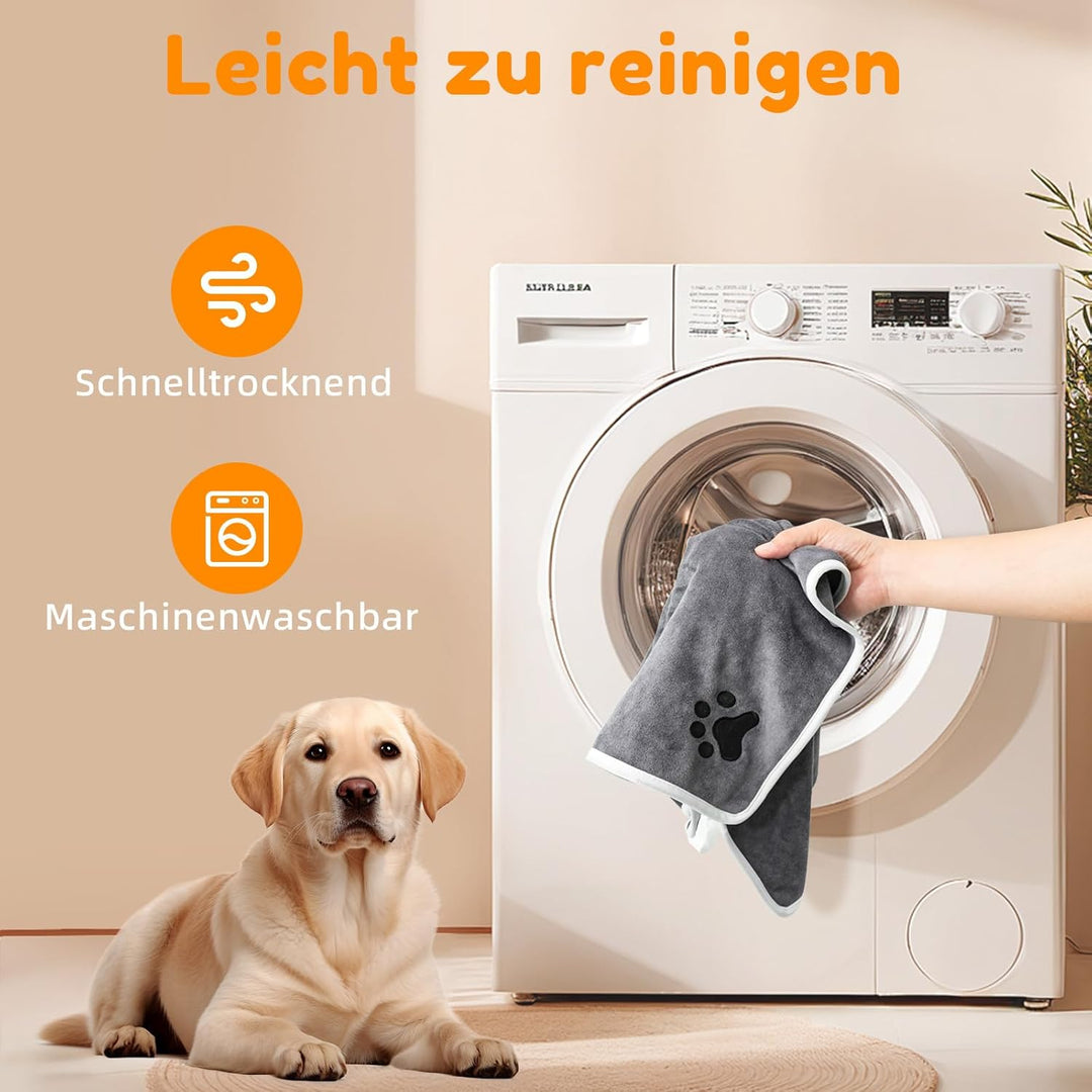 2er Set Hunde Handtuch extra saugfähig, Hundehandtücher aus Mikrofaser, Weich, Langlebig und Schnell