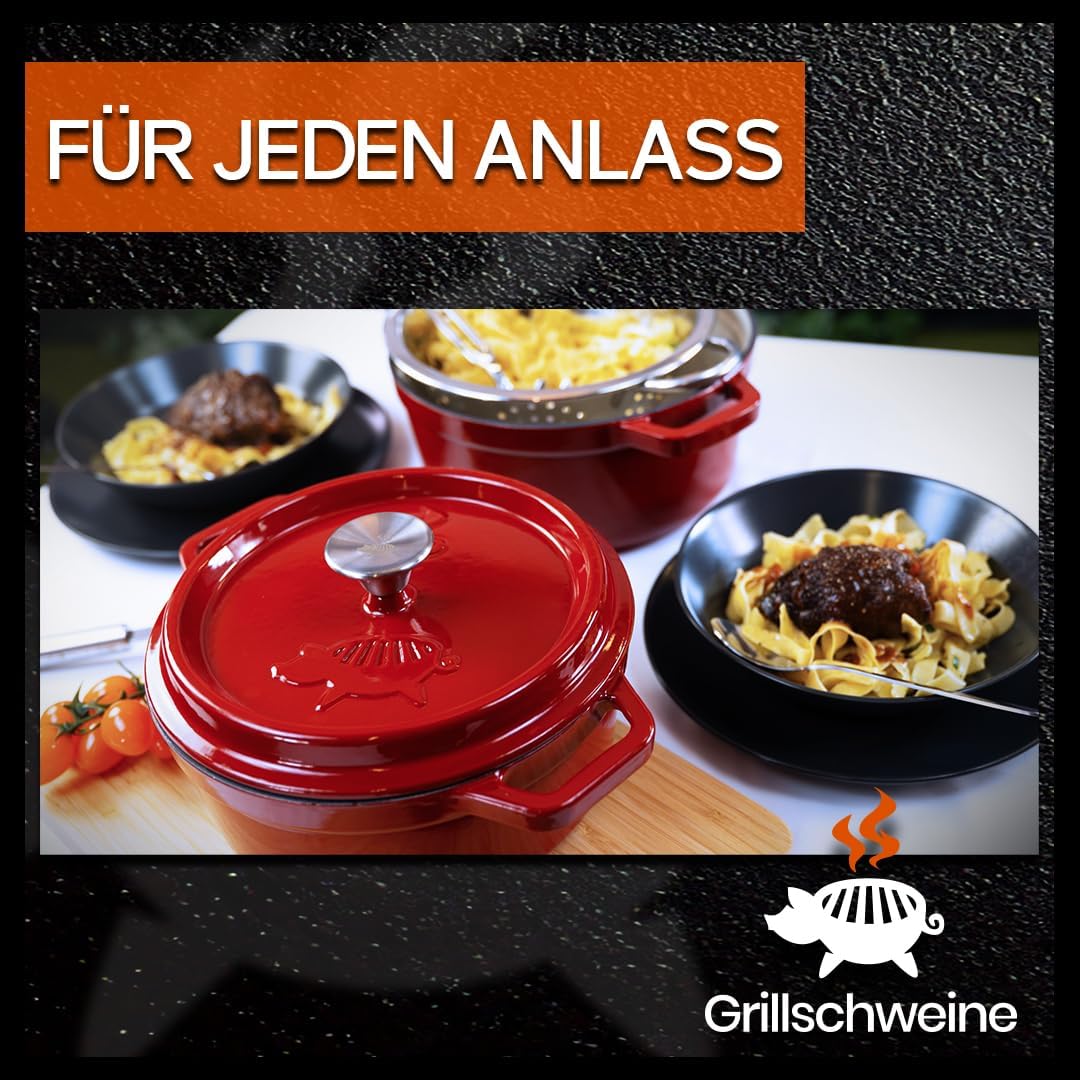 Dutch Oven Emailliert (3,8L) | Feuertopf rot | BBQ, 3,8L