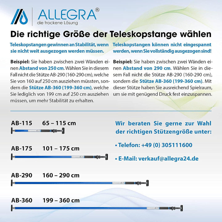 ALLEGRA Klemmstange Ladungssicherung 65–115 cm – Verstellbare Transportsicherung für PKW, Transporte