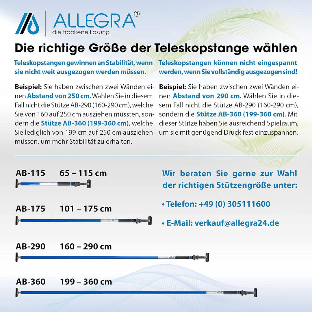 ALLEGRA Sicherungsstange für die Fenstersicherung und Türsicherung, Einbruchschutz für Fenster und T