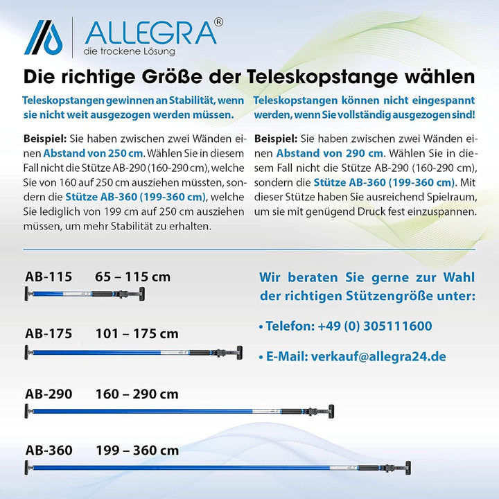 ALLEGRA Klemmstange Ladungssicherung 65–115 cm – Verstellbare Transportsicherung für PKW, Transporte