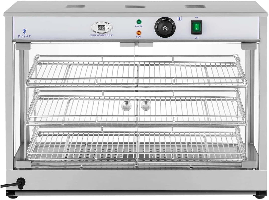 Royal Catering RCHT-1200B Heisse Theke Warmhaltevitrine Aufsatzvitrine 1.200 W Edelstahl LED-Display