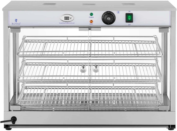 Royal Catering RCHT-1200B Heisse Theke Warmhaltevitrine Aufsatzvitrine 1.200 W Edelstahl LED-Display