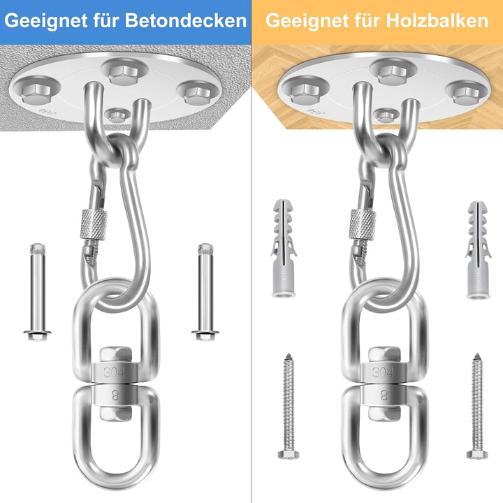RealBrite Boxsack Halterung, Edelstahl Deckenhaken für Boxsäcke bis 450kg Tragekraft Bombenfeste Box