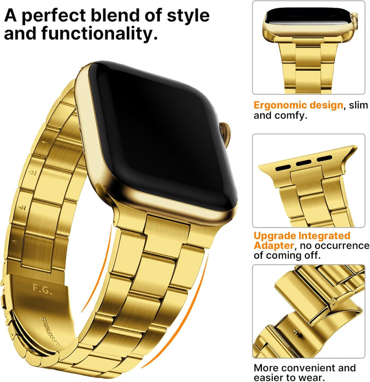 Fullmosa für Apple Watch 9 7 Armband 45mm Series 6 SE/SE2 44mm mit Uhrengehäuse, iwatch Armband Edel