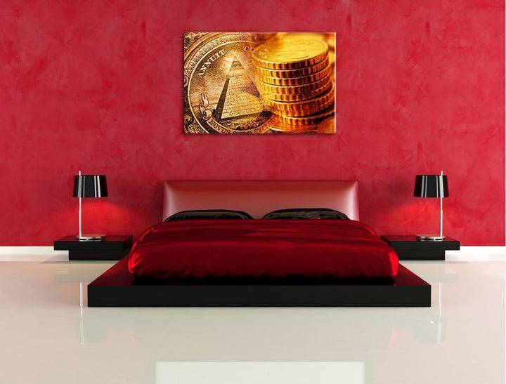 Illiminati Gold Format: 100x70 auf Leinwand, XXL riesige Bilder fertig gerahmt mit Keilrahmen, Kunst