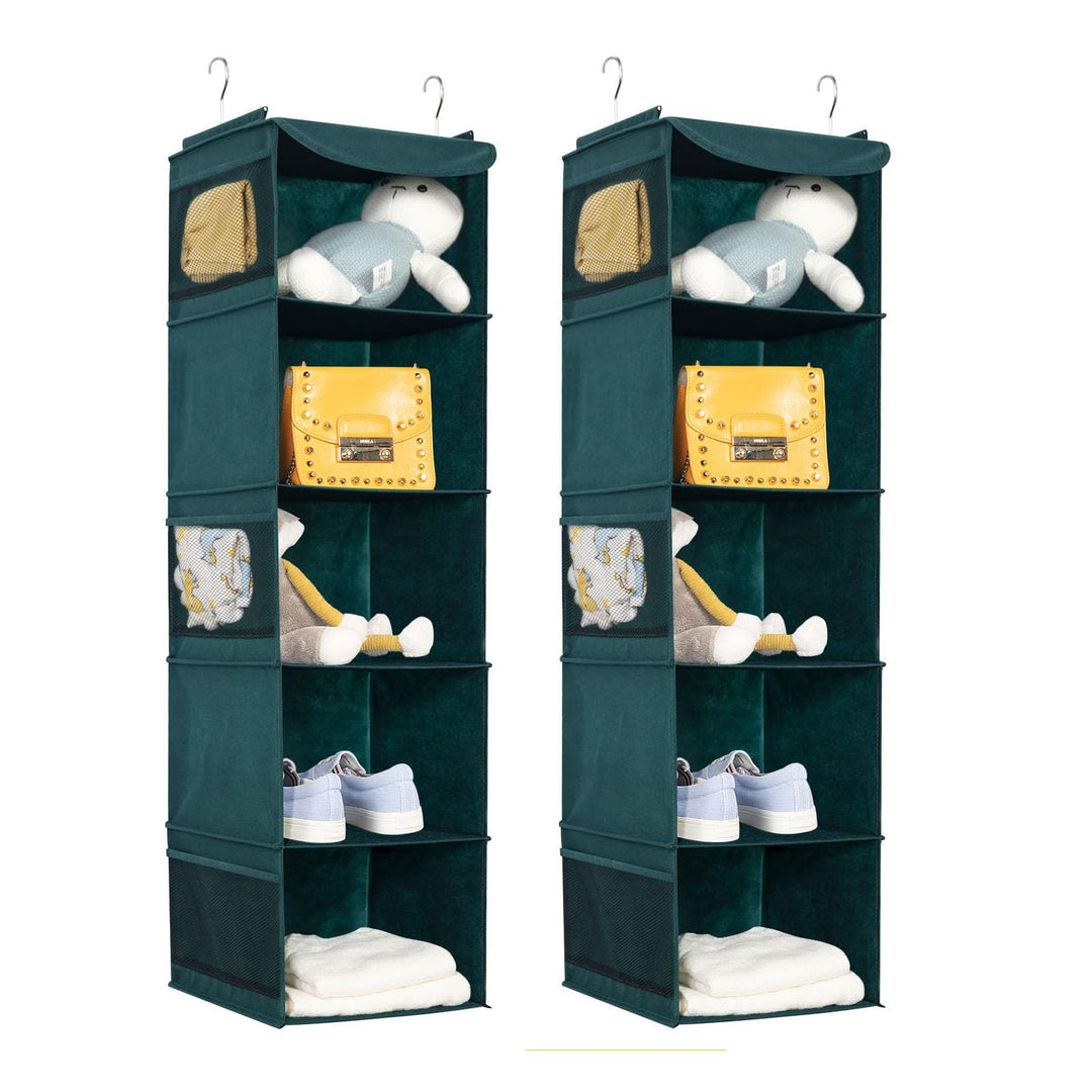 2er Set Hängeregal Kleiderschrank Organizer, 5 Fächer hochwertige Hängeaufbewahrung mit Eisengestell